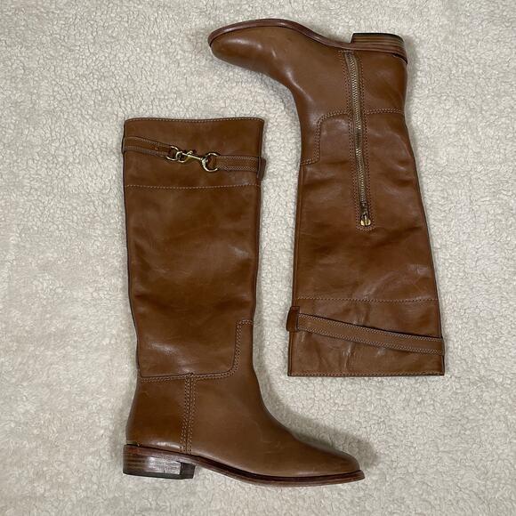 Coach Laguna Riding Boots Leather Knee High Equestrian Brown Flat 6.5 - Picture 3 of 9